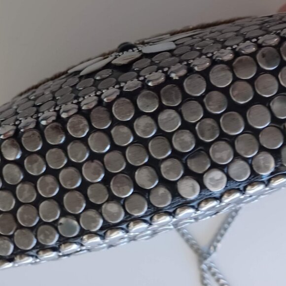 Antik Kraft Mother of Pearl Mosaic Crossbody Clutch Bag Silver Studded Boho - Picture 7 of 12